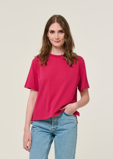T-shirt boxy en coton bio | fuchsia