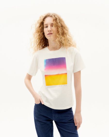 T-shirt blanc imprimé en coton bio - light t-shirt snow white