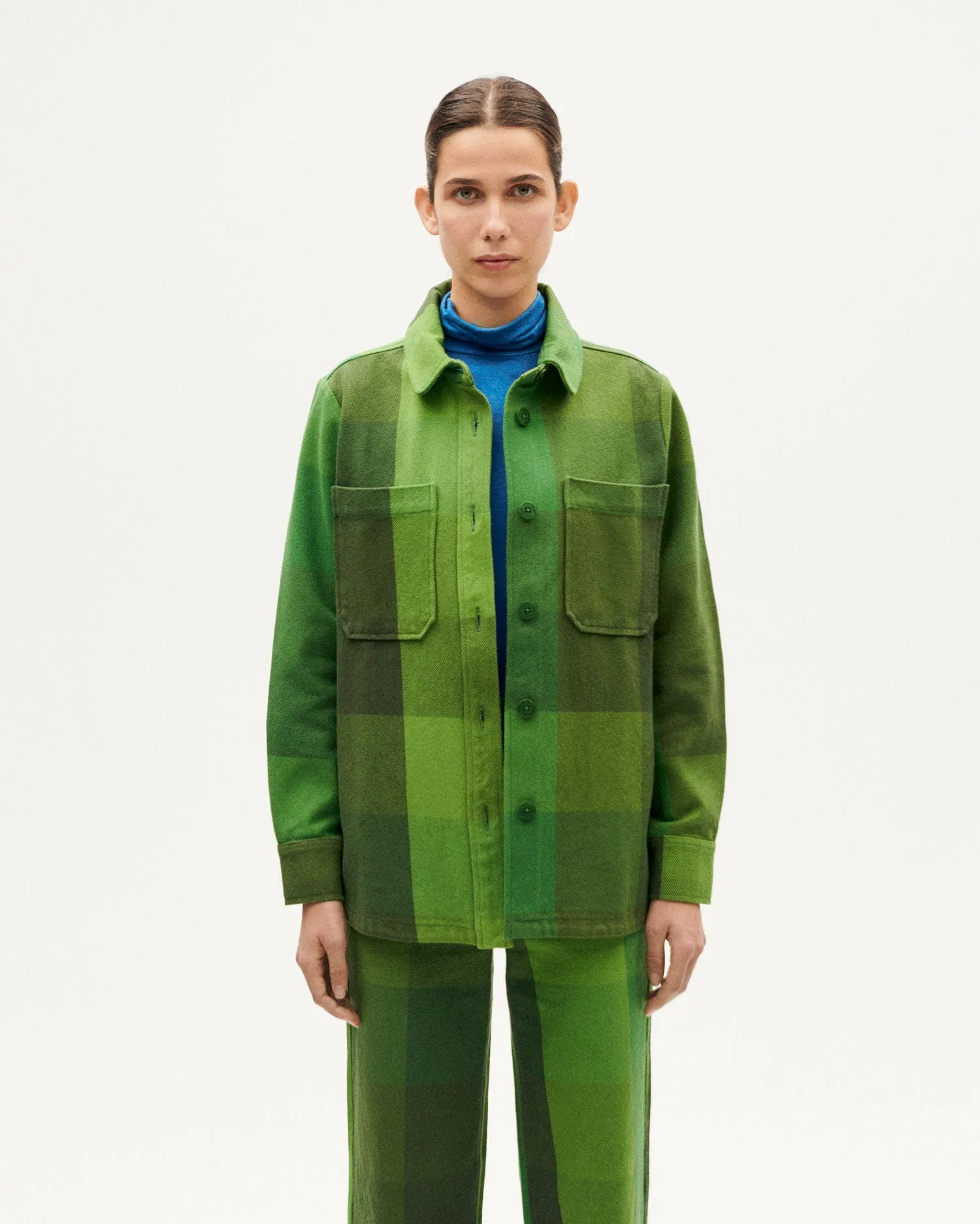 Surchemise en coton bio | vert "central blanket norita overshirt - multicolor", Thinking Mu, photo 3