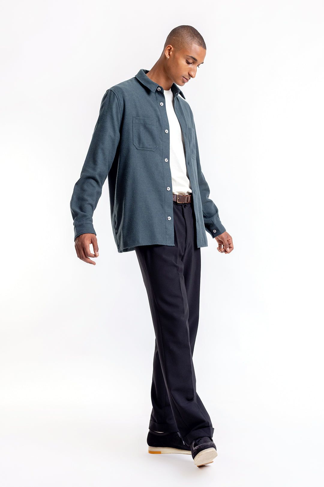 Chemise en flannelle verte en coton bio - casual shirt green speckle, Rotholz, photo 6