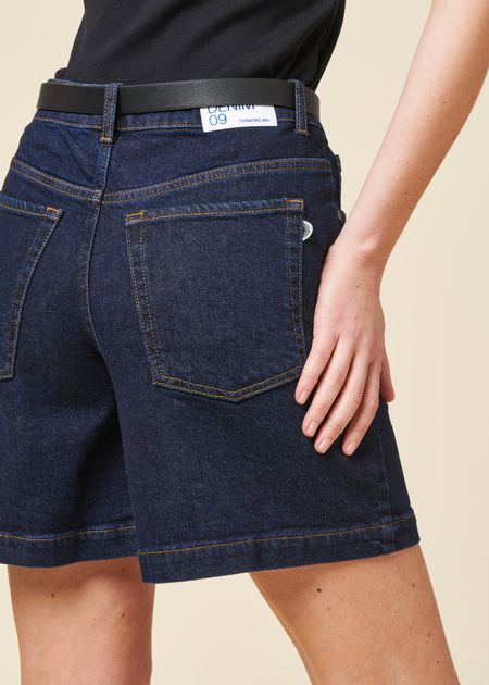 Short denim en coton biologique | bleu "dark clean denim luisa shorts - denim" - Thinking Mu