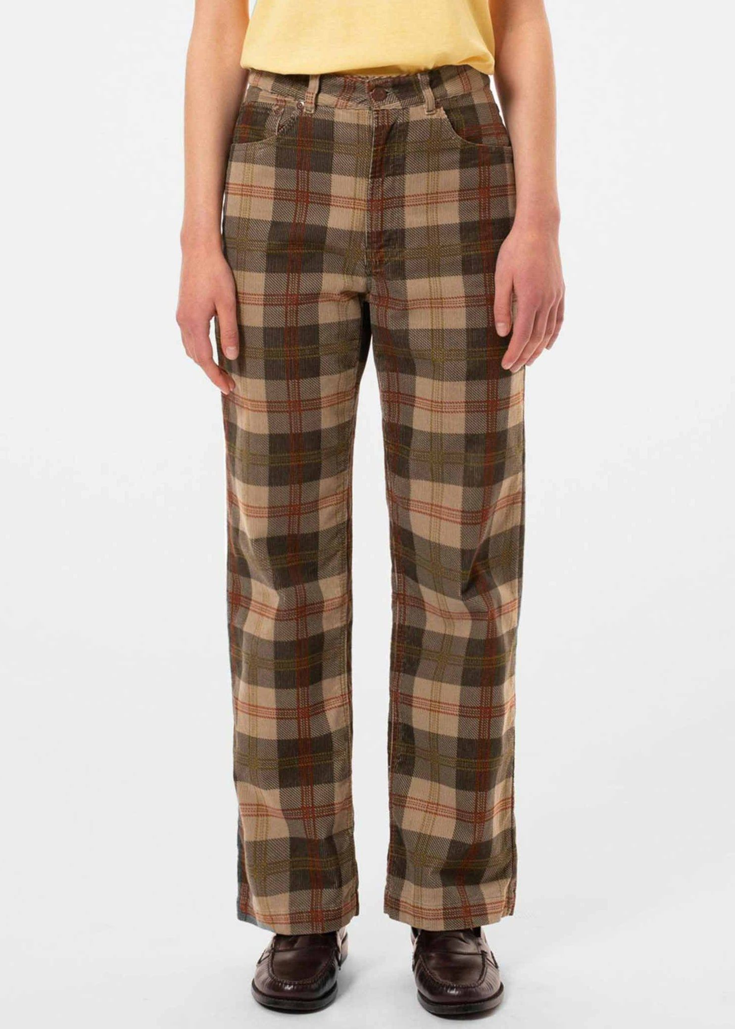 Pantalon ample velours en coton bio | carreaux tartan "clean eileen corduroy", Nudie Jeans, photo 1