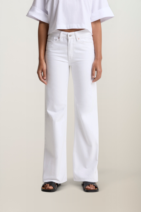 Jean flare en coton bio l blanc "Jane - diop optical white" - Kings of Indigo
