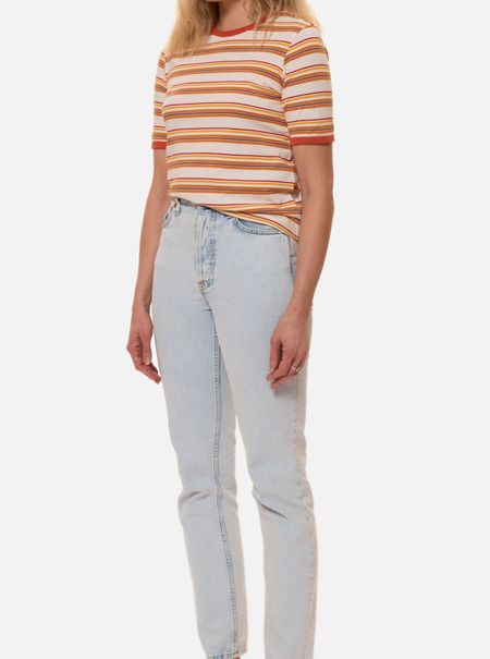 T-shirt rayé en coton bio - lova stripes rusty peach