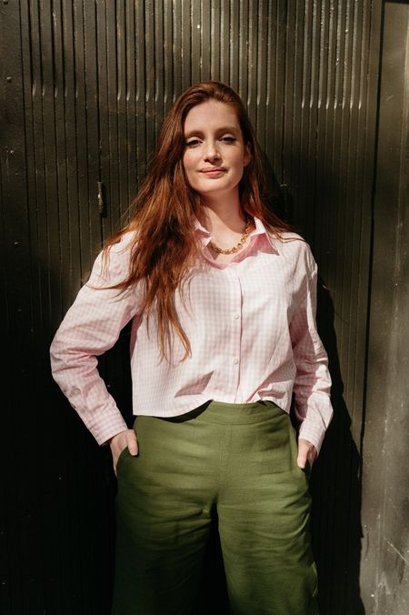 Chemise vichy rose en coton bio - meda gingham pink