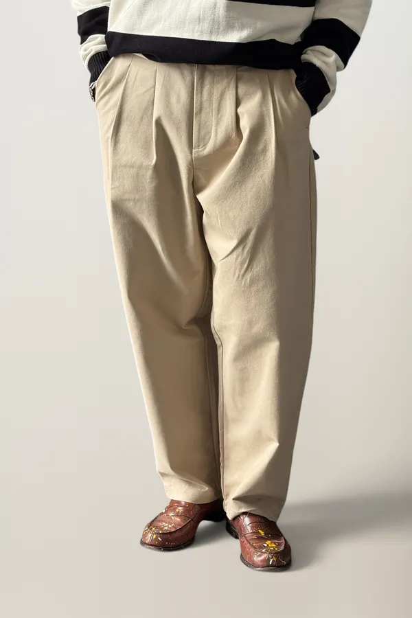 Pantalon large en coton bio | beige "Beige chino pants", NWHR