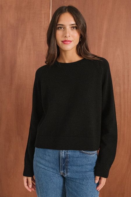 Pull boxy en laine mérinos recyclée | noir
