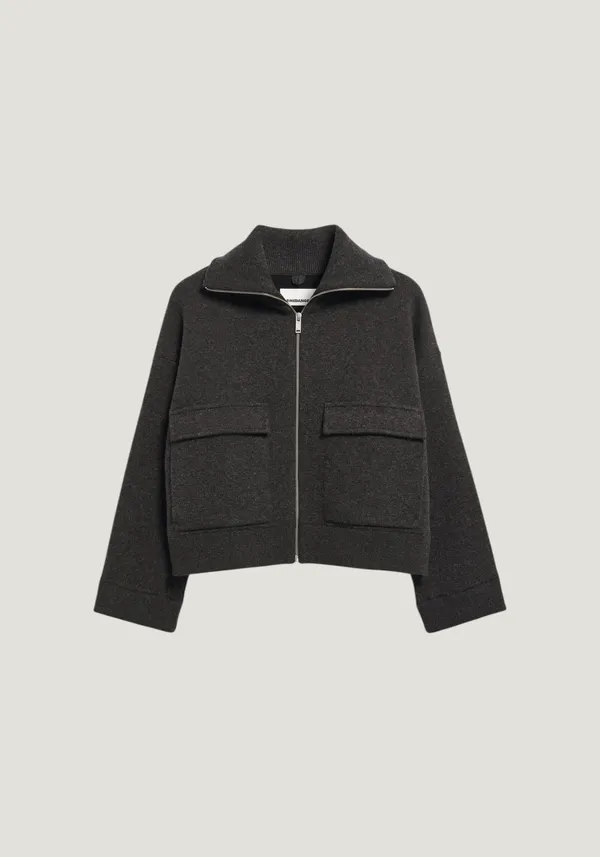 Veste en coton et laine bio | gris "cotton-wool knit jacket - steel melange", Armedangels