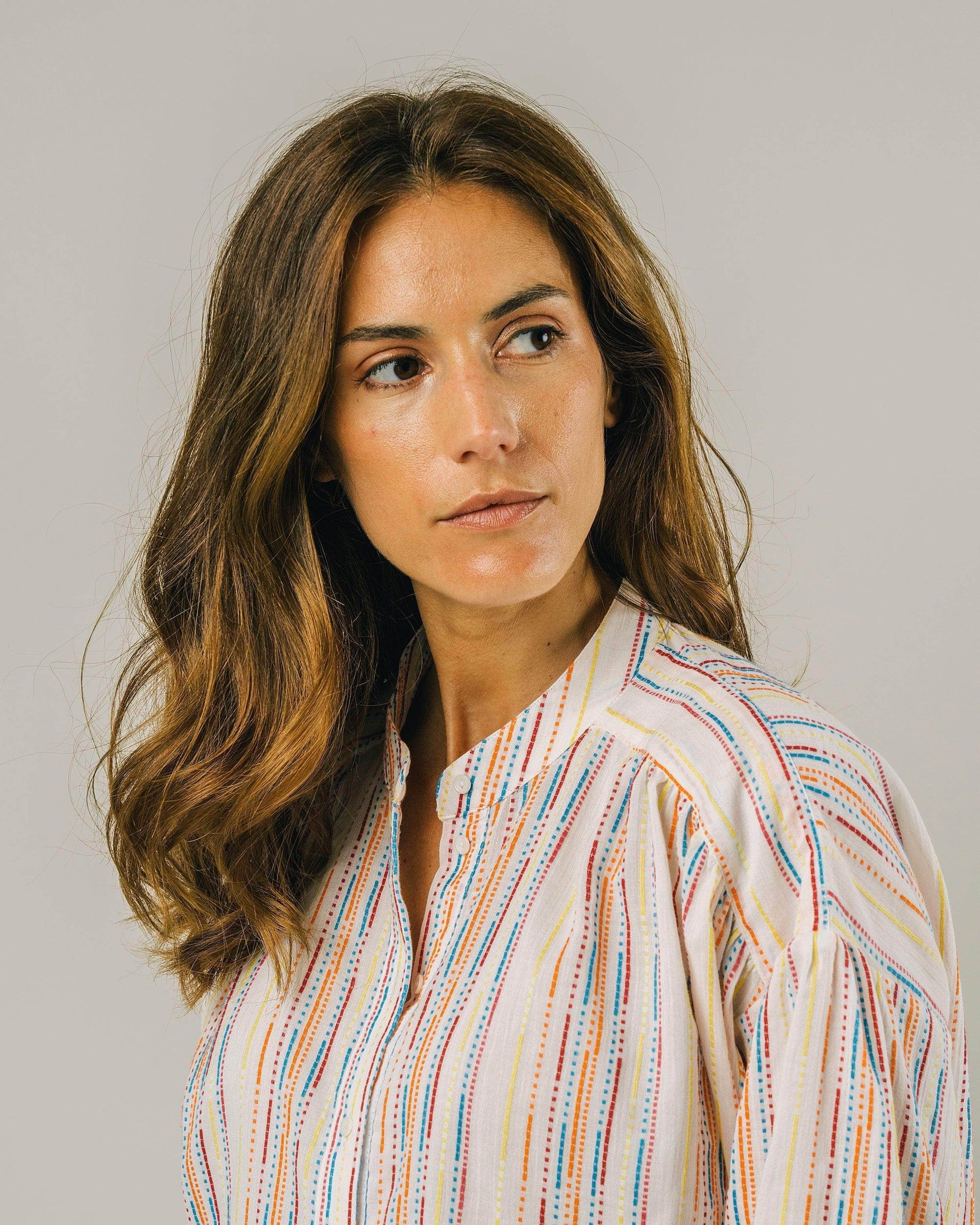 Blouse colorée col mao en coton bio - ivory boho shirt citric yellow, Brava Fabrics, photo 2