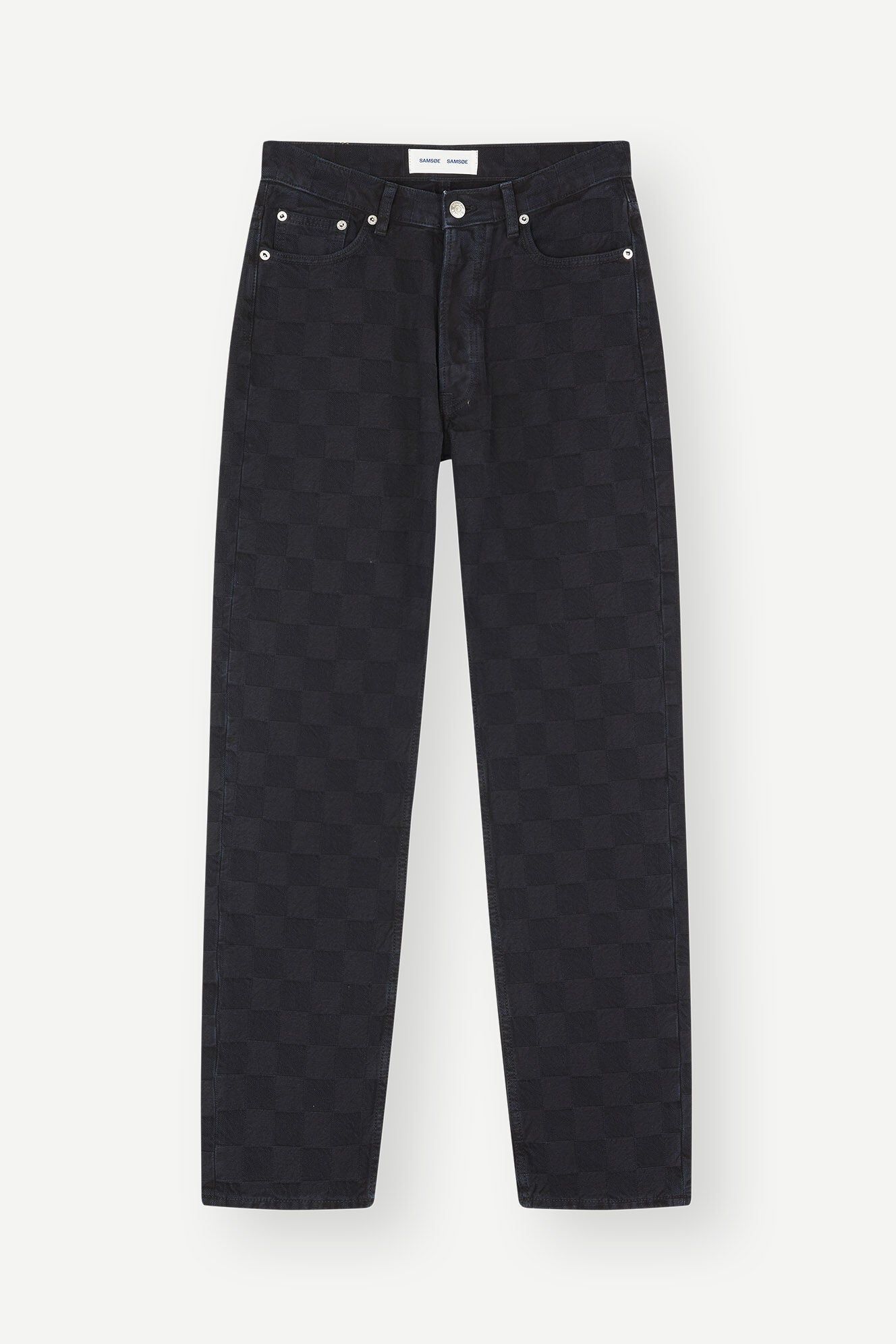 Schwarze Jacquard-Jeans mit geradem Schnitt aus Bio-Baumwolle - susan jeans black od check, Samsoe Samsoe, Foto 4