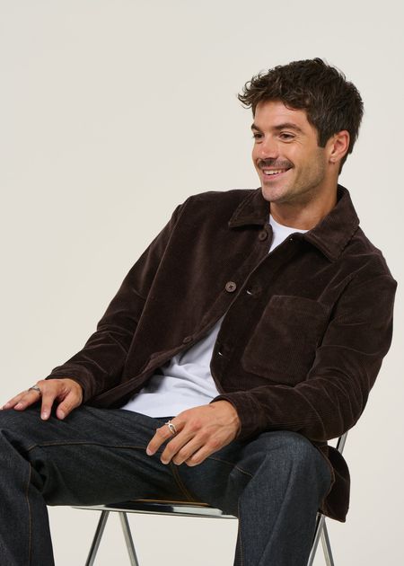 Veste velours en coton bio | marron "corduroy overshirt - chocolate torte"