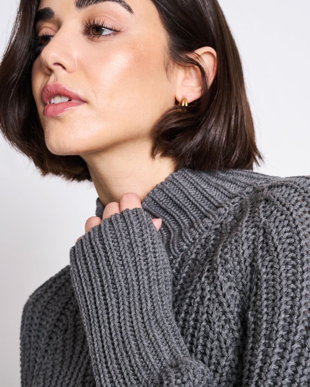Pull maille oversize en coton bio | gris 