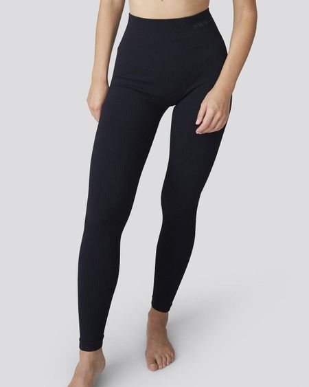 Legging côtelé en matière recyclée | noir "tyra black" - Swedish Stockings