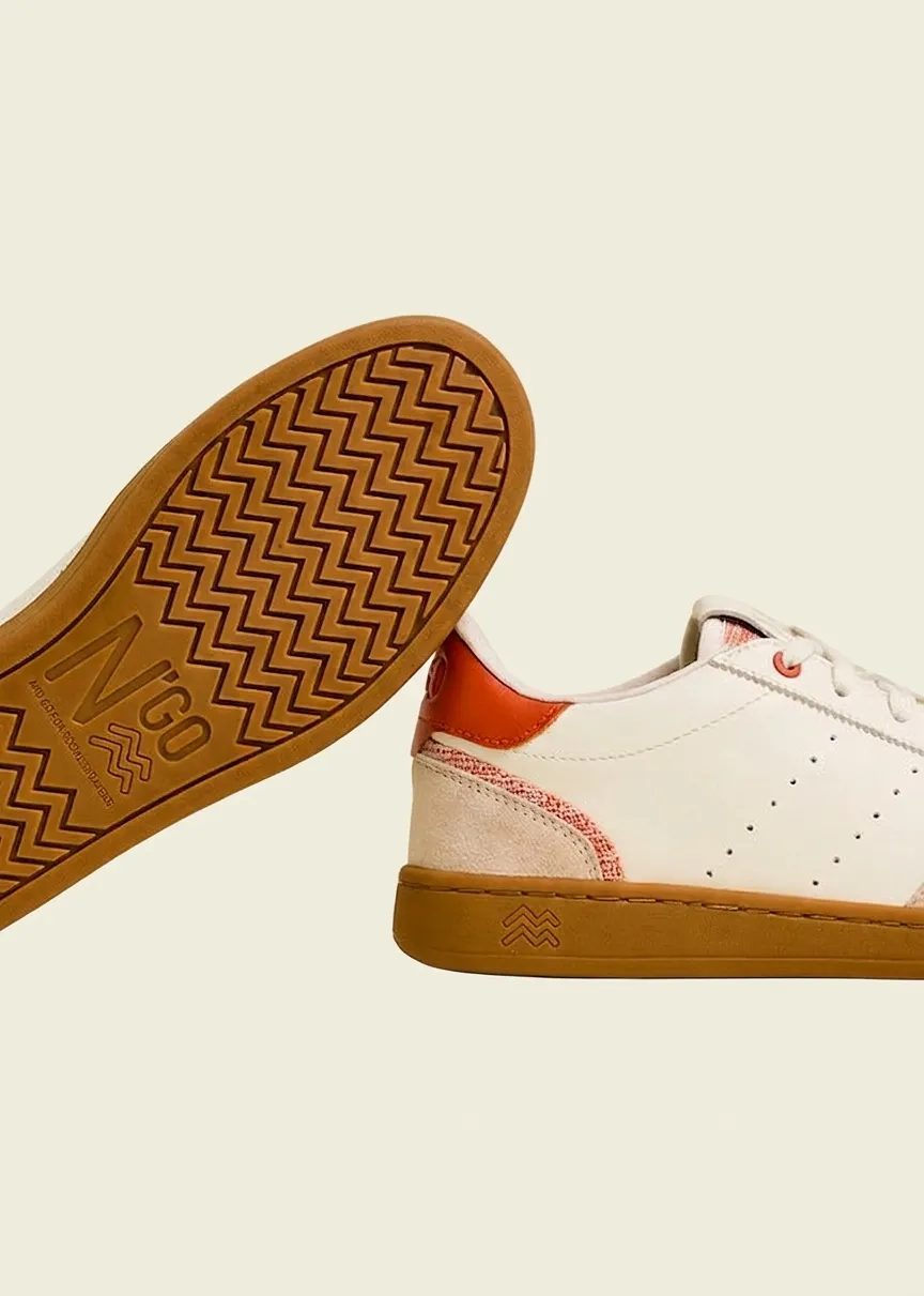 Baskets en cuir certifié | blanc-orange "Ha long spiced orange", N'go shoes, photo 4