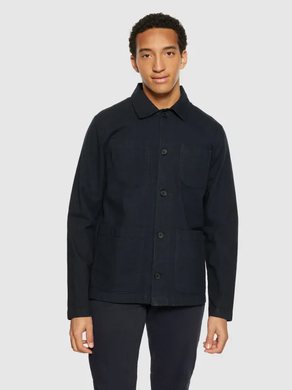 Surchemise en sergé de coton bio | bleu "flannel herringbone overshirt night sky", Knowledge Cotton Apparel