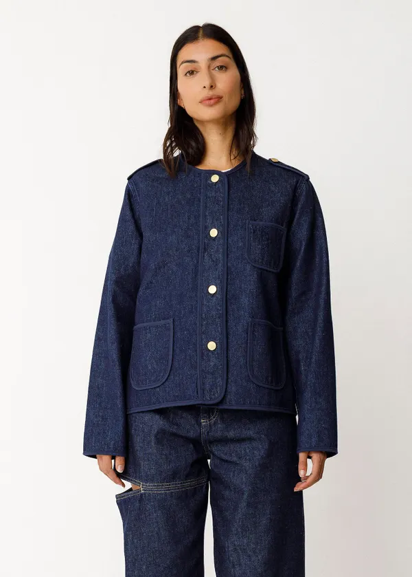 Veste denim en coton bio | bleu foncé "aiku", SKFK