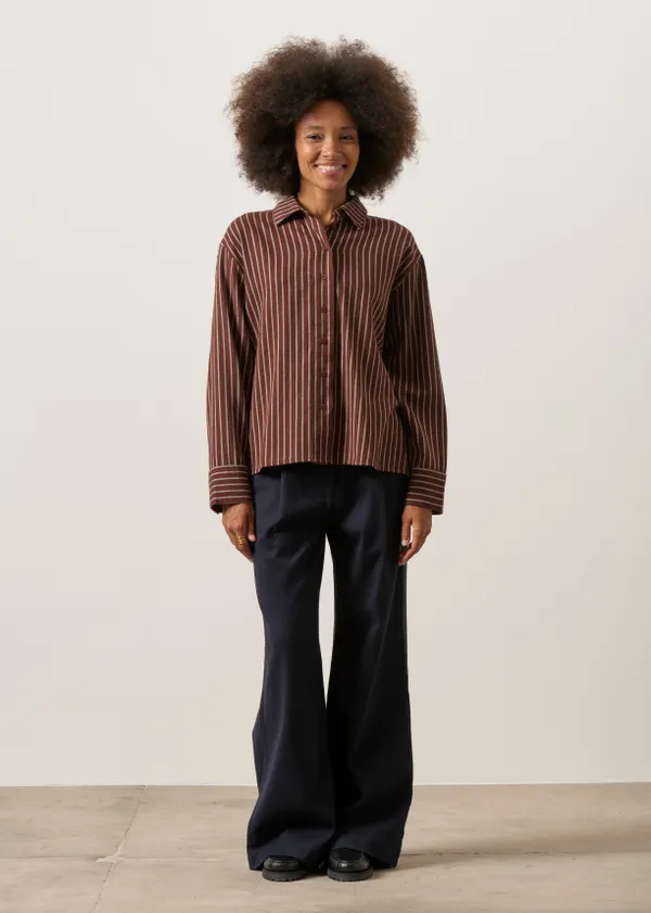 Chemise flanelle en coton bio | multicolore "O'hara brushed stripes manuela blouse", Thinking Mu