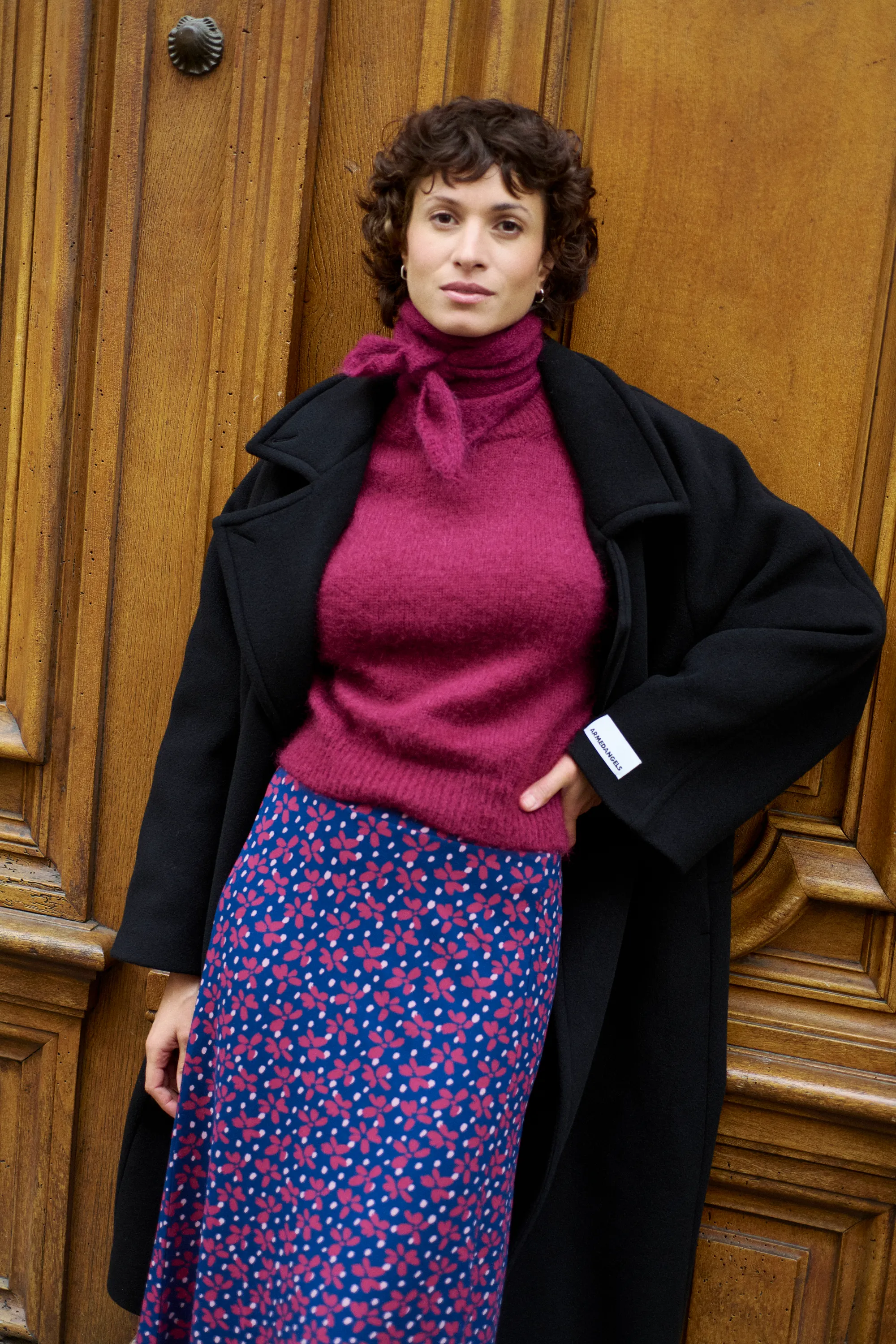 Écharpe triangle en mohair certfiée | aubergine "lula", WeDressFair, photo 3