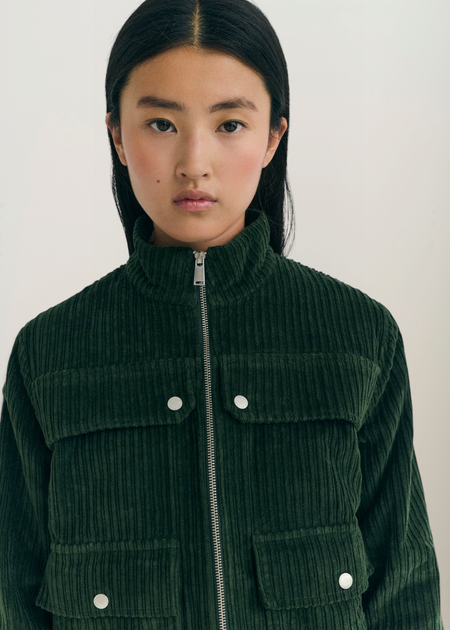 Veste velours en coton bio | vert "Bottle green corduroy celia jacket" - Thinking Mu