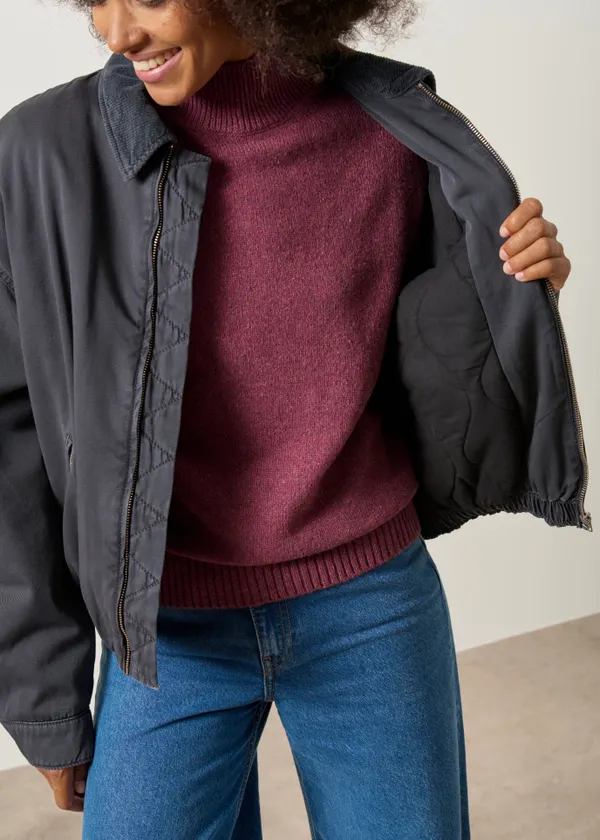 Veste doublée en coton bio | gris foncé "Padded cotton iconic å jacket | dark steel", Armedangels