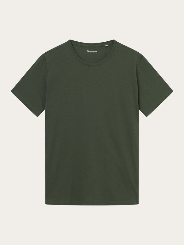 T-Shirt aus Bio-Baumwolle | Grün "regular fit basic tee forrest night", Knowledge Cotton Apparel, Foto 4