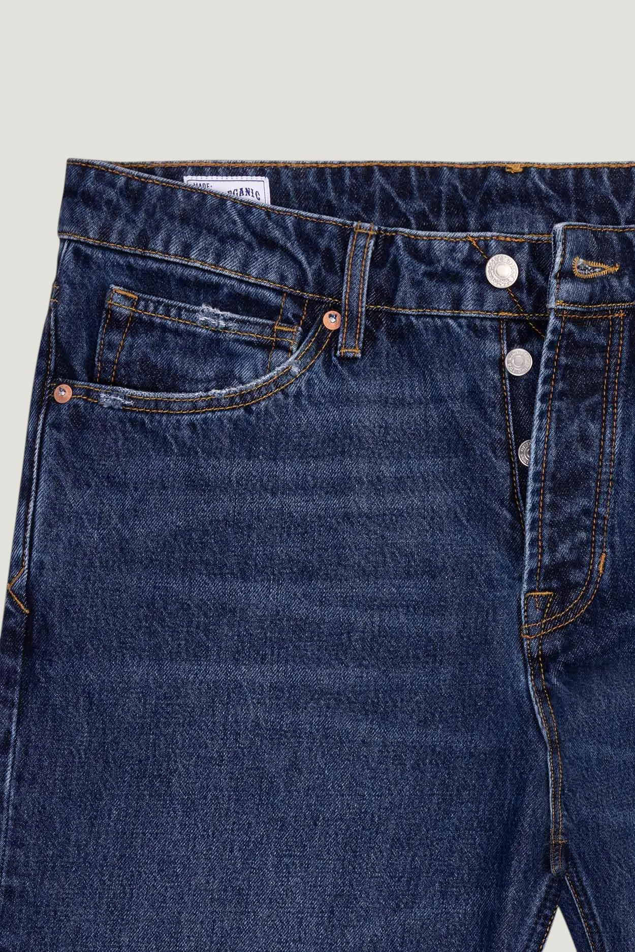 Jean droit large en coton bio | bleu foncé "Roy 15 oz. vintage worn", Kings of Indigo, photo 5