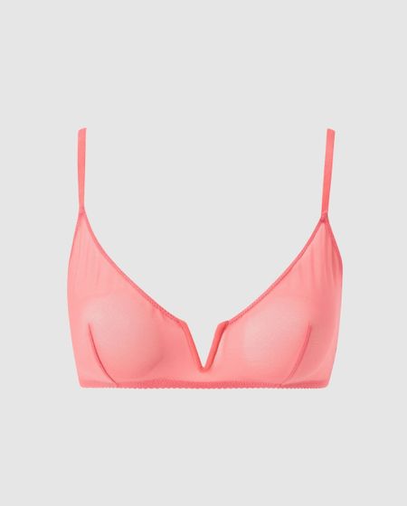 Soutien-gorge en matière recyclée | orange "mesh v-balconette - coral"