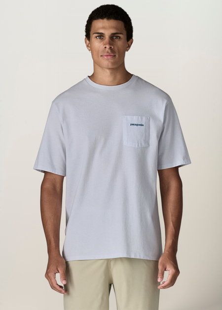 T-shirt à poche en matières recyclées | blanc "boardshort logo pocket responsibilitee - fbwi" - Patagonia