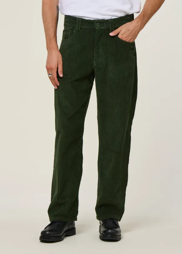 Pantalon droit velours en coton bio | vert "bottle green corduroy david pants - green", Thinking Mu