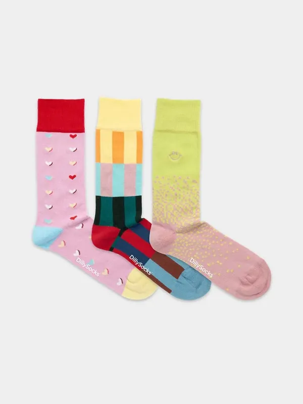 Pack 3 paires chaussettes en coton bio | multicolore "situationship", Dilly socks