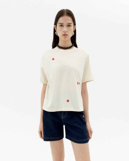 T-shirt en coton bio | blanc "solsol white lucia tee - white"