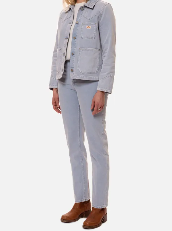 Jean droit violet délavé en coton bio - lofty lo purple mist, Nudie Jeans