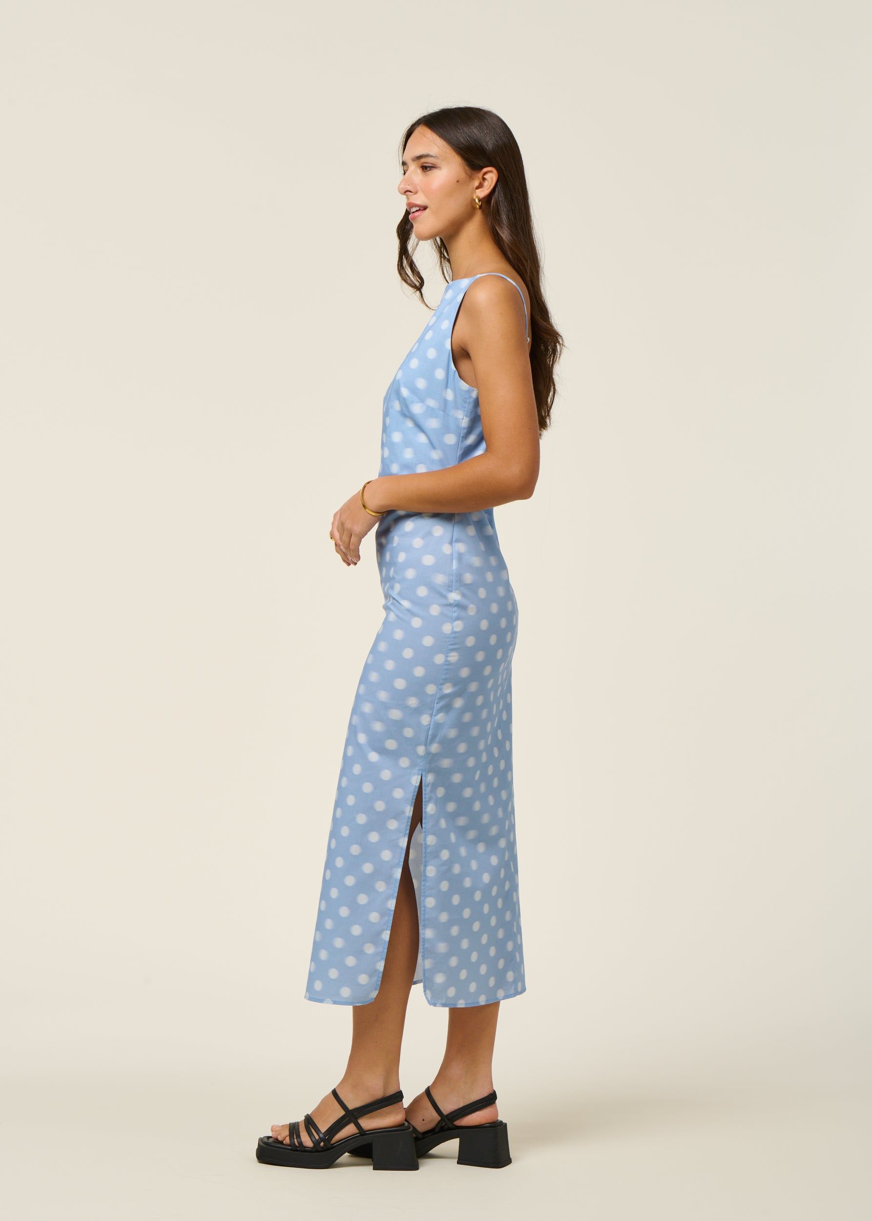Kleid aus Bio-Baumwolle und Lyocell | Himmelblau "puntets blue sunniva dress - blue", Thinking Mu, Foto 6