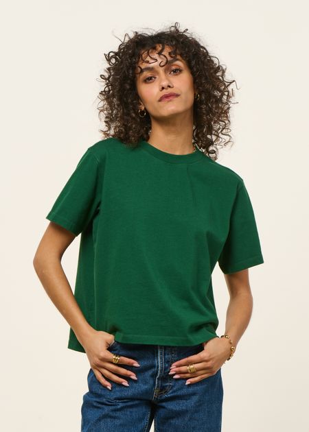 T-shirt boxy en coton bio | vert forêt - WeDressFair