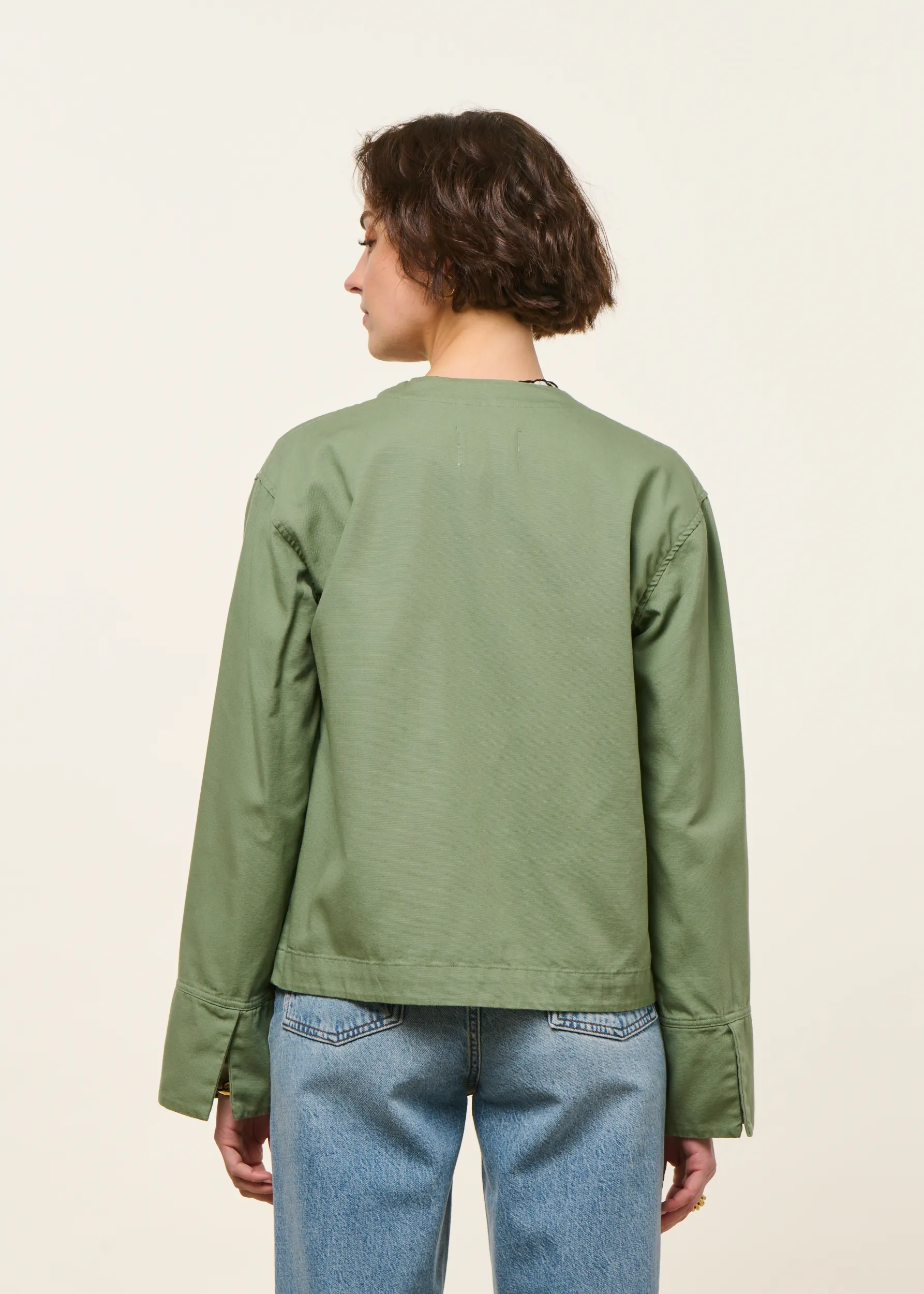 Veste légère en coton bio | verte "Kimono jacket organic cotton - leaf green", Rotholz, photo 5