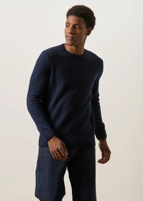 Pull en laine mérinos recyclée | marine, WeDressFair