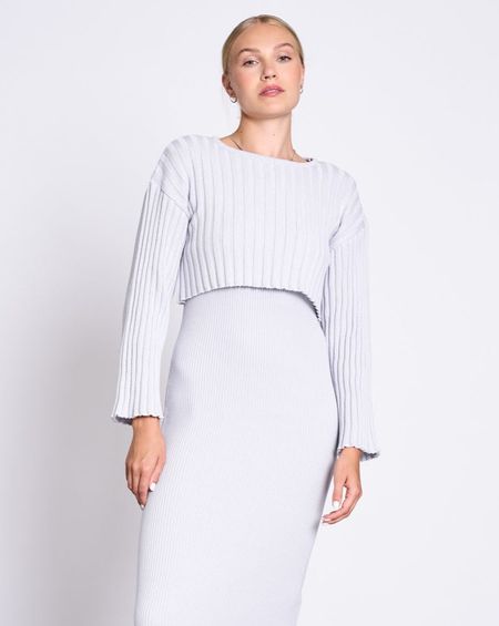 Pull court côtelé en coton bio | blanc "kames cloud"