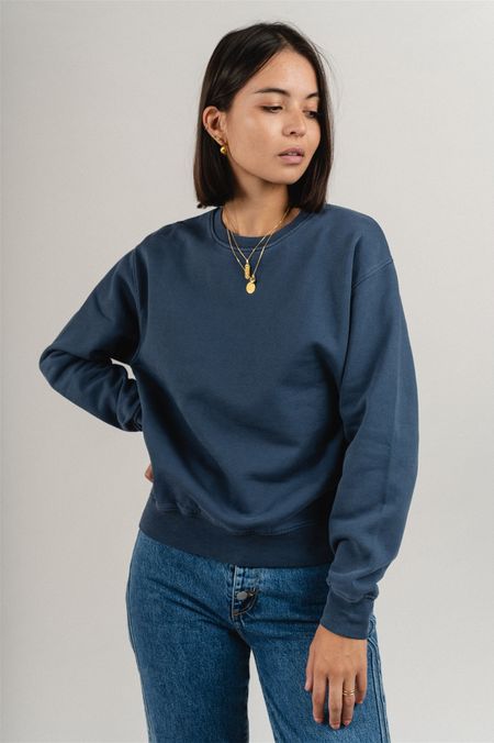 Sweat en coton bio | bleu "petrol blue"