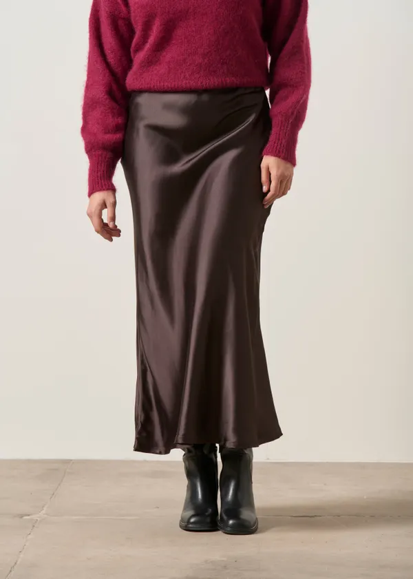 Jupe fluide en ecovero | marron "iris", Avani