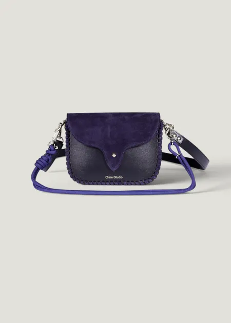 Sac à main en cuir et suède | bleu et noir "west - suede black" - Craie Studio