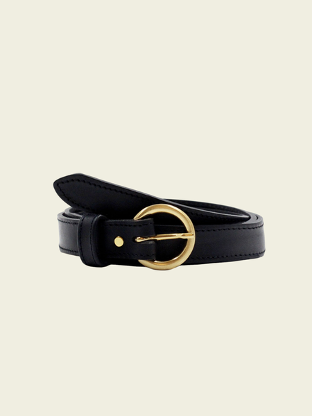 Ceinture en cuir certifié à tannage végétal | noir "boucle d'or" - Jules & Jenn