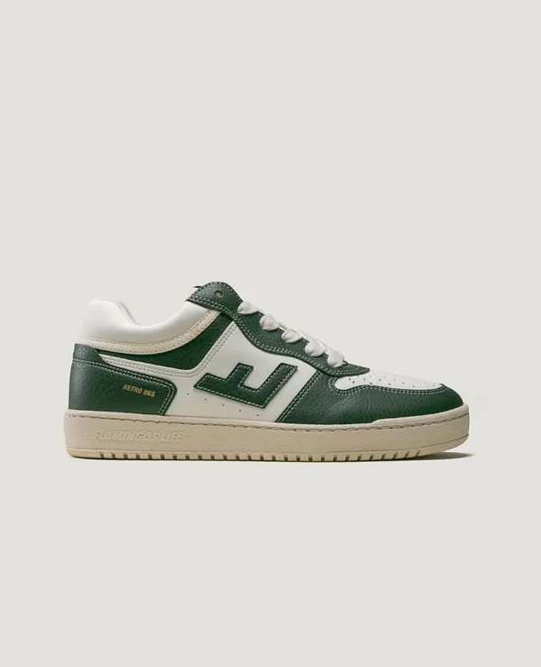 Baskets vegan en matière recyclée | blanc et vert "retro 86s forest pearl", Flamingos Life