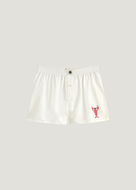 Boxer en coton biologique | blanc "lobster boxer - white" - Thinking Mu