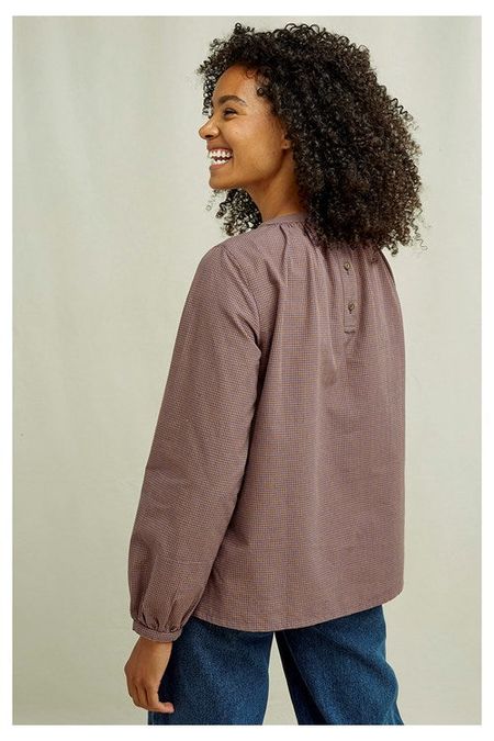 Blouse a mini carreaux violette en coton bio - larsson, People Tree, photo 3