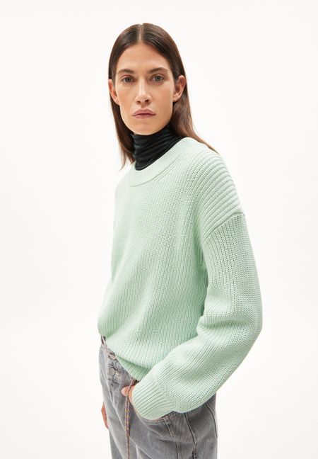 Pull loose vert pomme en coton bio - haayle compact light apple neon