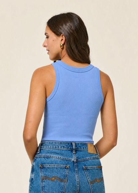 Débardeur côtelé en coton bio | bleu vibrant - WeDressFair