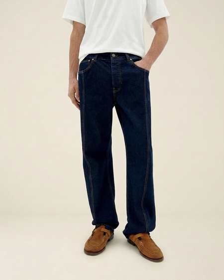 Jean large en coton biologique | bleu "denim medium wash rainn pants - denim"