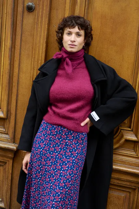 Écharpe triangle en mohair certfiée | aubergine "lula", WeDressFair, photo 3
