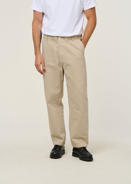 Pantalon large en coton bio | écru "loose relaxed pants beige"