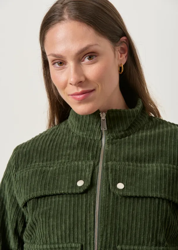 Veste velours en coton bio | vert "Bottle green corduroy celia jacket", Thinking Mu